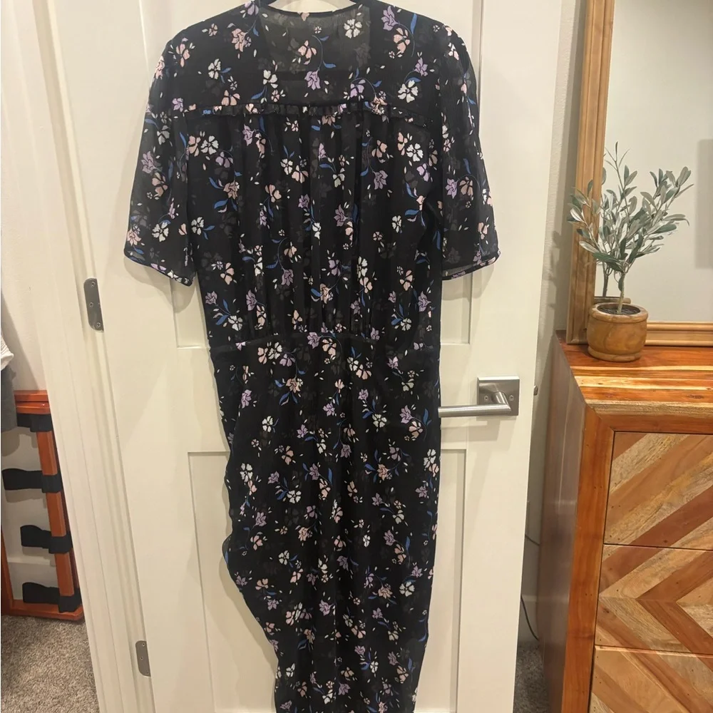 NWT Veronica Beard Black and Purple Floral Midi Dress - Picture 3 of 6